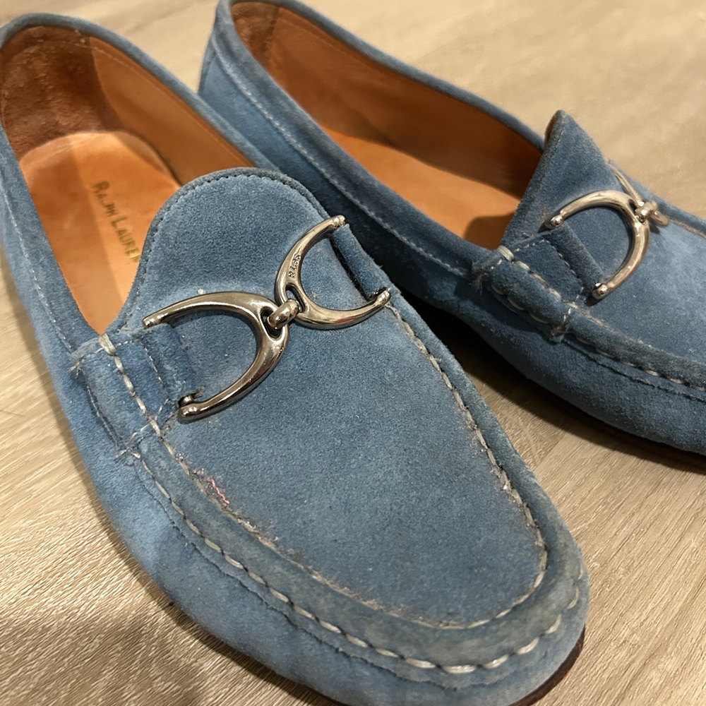 Ralph Lauren blue suede with buckle loafers
